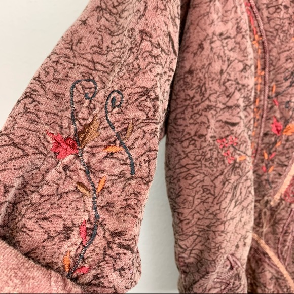 Vintage Corduroy Fall Embroidered Button Down Long Sleeve Collar Grandma Layer - Picture 3 of 6